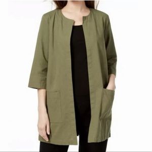 Eileen Fisher Organic Cotton Open Front Jacket M.